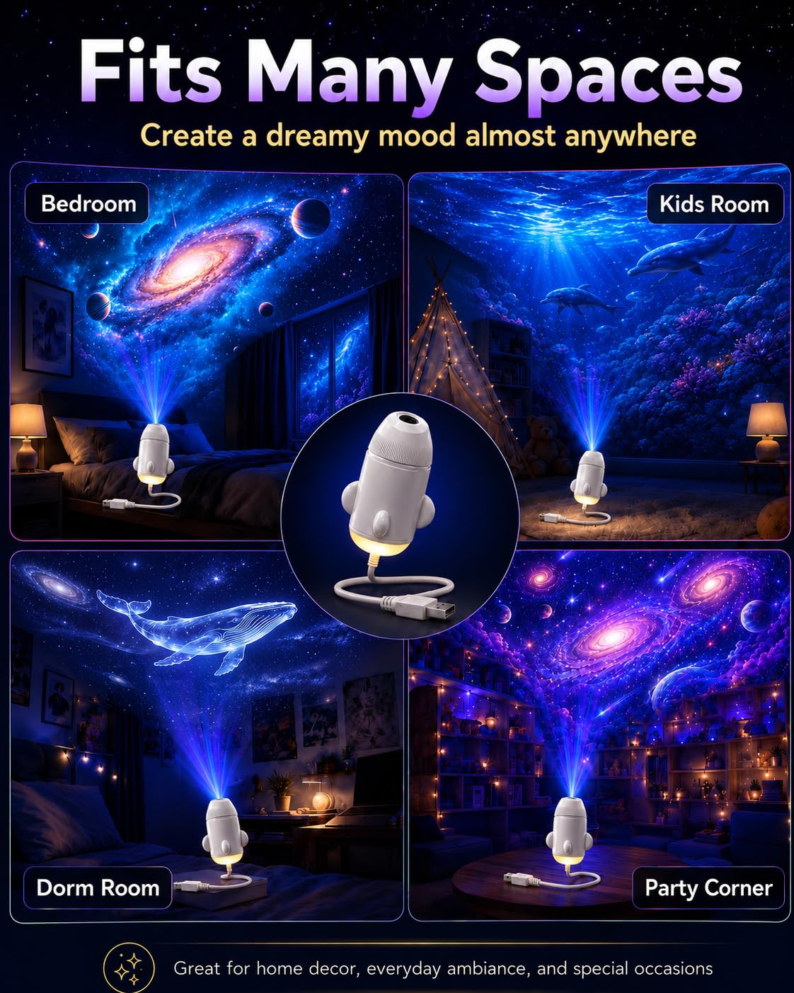 Galaxy Starry Sky Night Light Projector,
