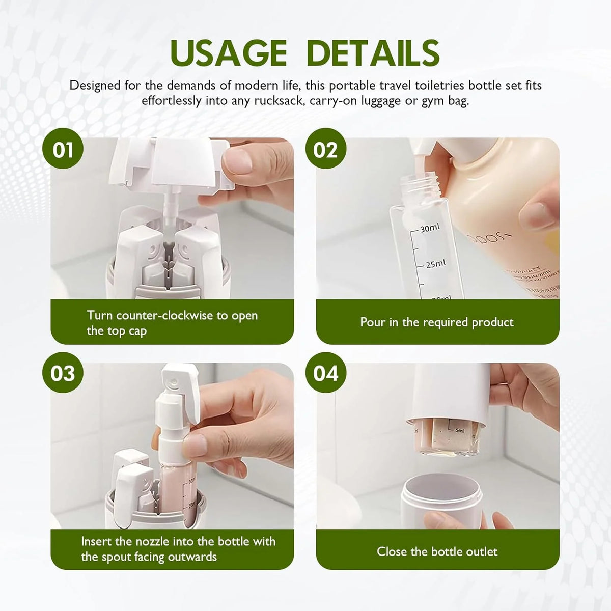 🔥35%OFF - 4-in-1 Travel Refillable Bottle Set