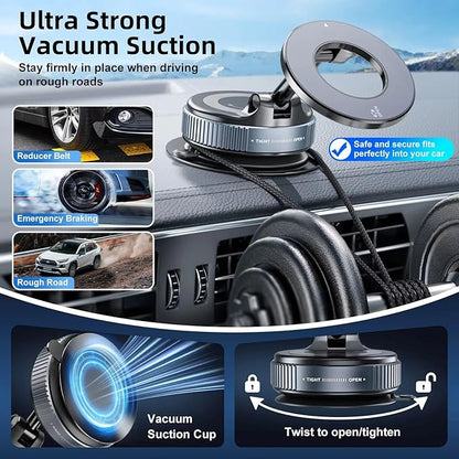 Premium  - 4 In 1 SuperFast Car Charger With Galaxy Light | Free 360 Vacuum Phone Holder  | 6 Months Warranty