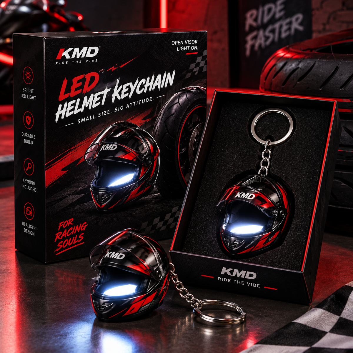 🔥Limited Stock - Light-Up Helmet Keychain