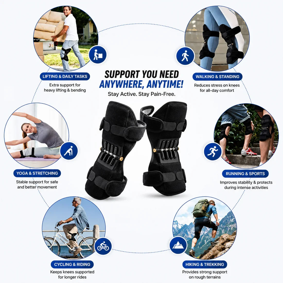 Power Knee Support Booster with Spring Force | Pain Relief & Joint Stability